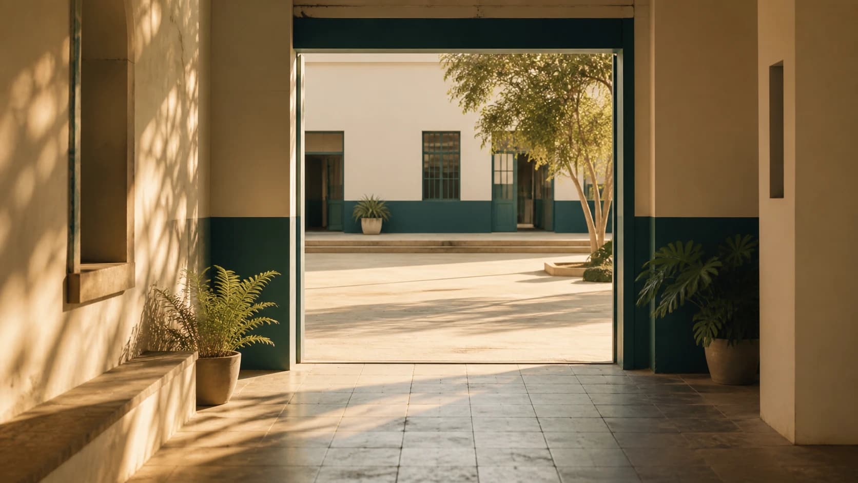 A school campus beginning its morning